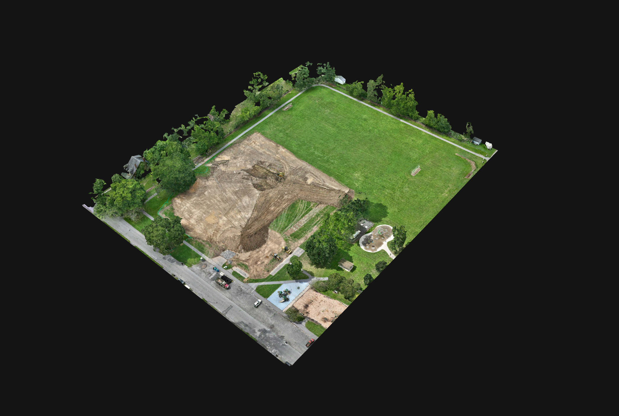 Aerial view of site grading work